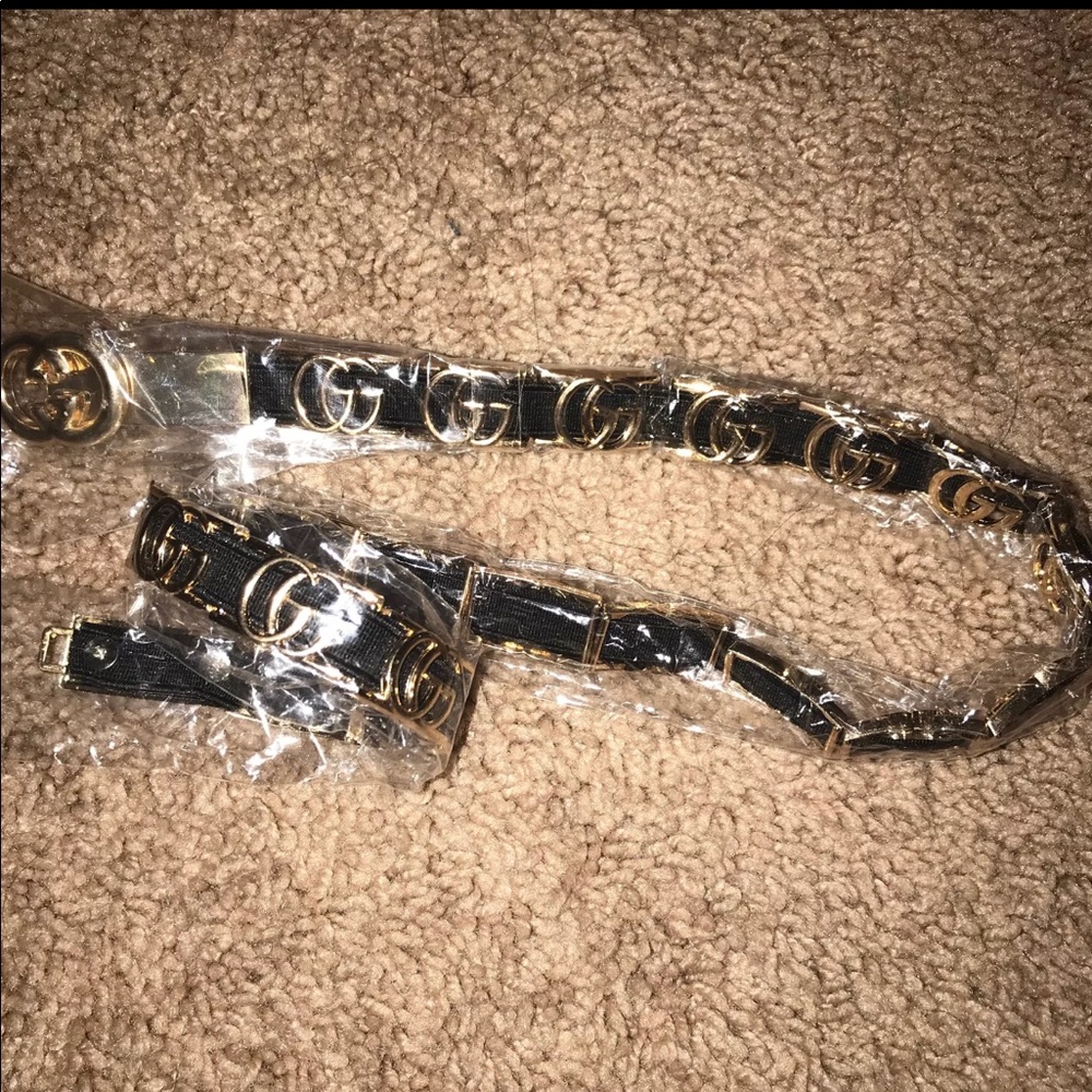 Double G GG belt black gold